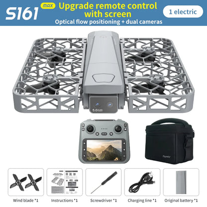 Original Mini Drone Flying Camera S161 RC Dron 8K HD Aerial Photography Pocket UAV with Screen Control Brushless Full Enclosure