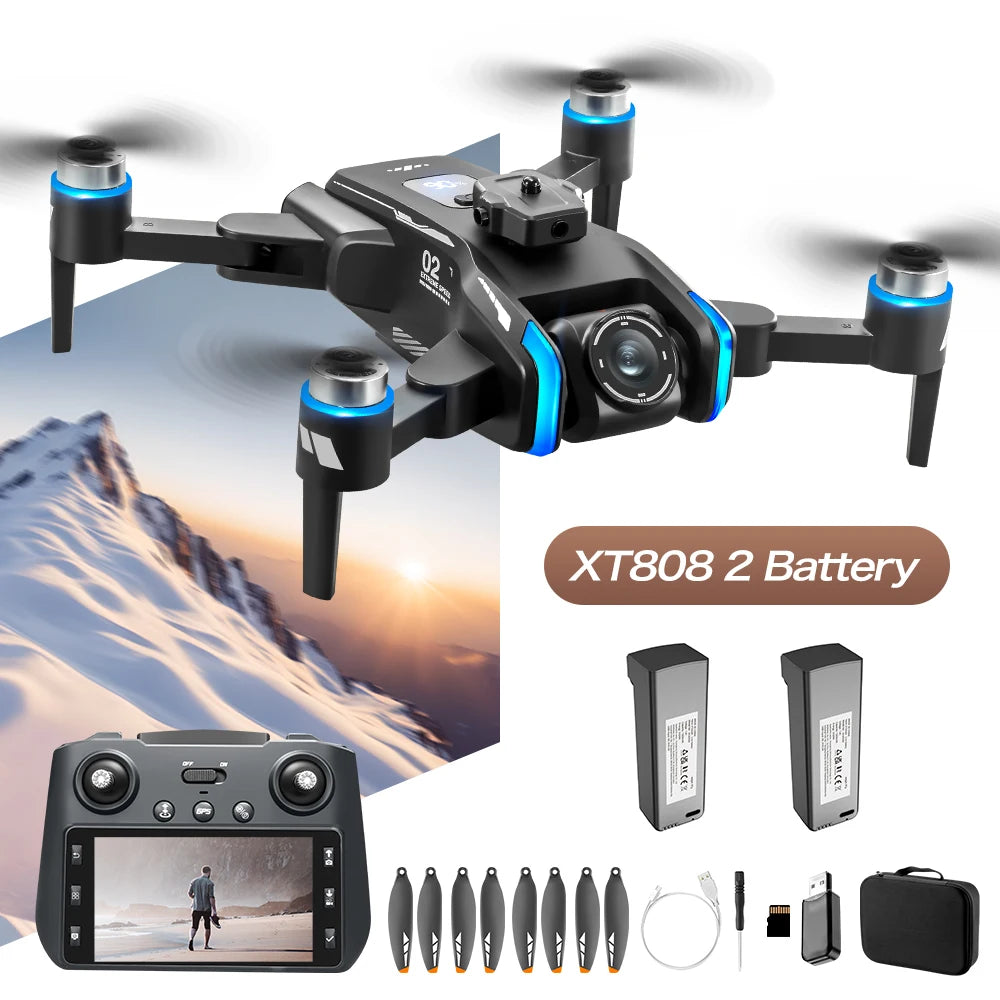 XT808 Drone GPS Professional 8K Camera with Screen Remote Control 5G WiFi FPV Dron Brushless Obstacle Avoidance RC Quadcopter