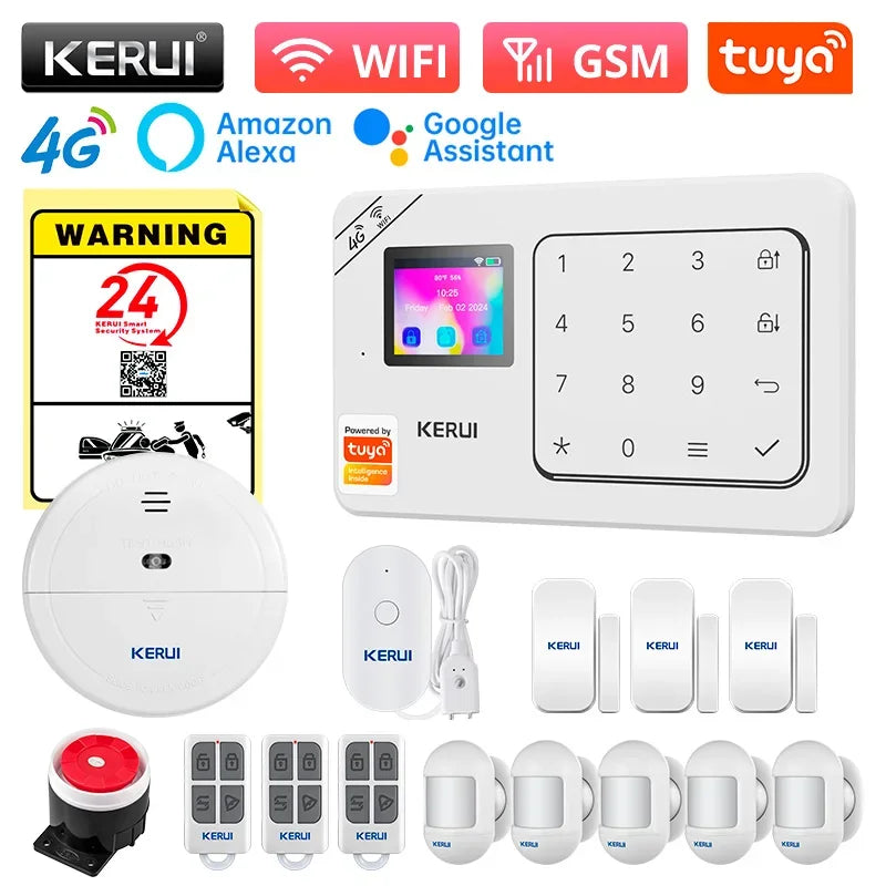 KERUI NEW 4G/WiFi Home Alarm System Tuya Smart Home Sesurity Alarm Wireless Burglary Protection PIR Motion Sensor APP Control