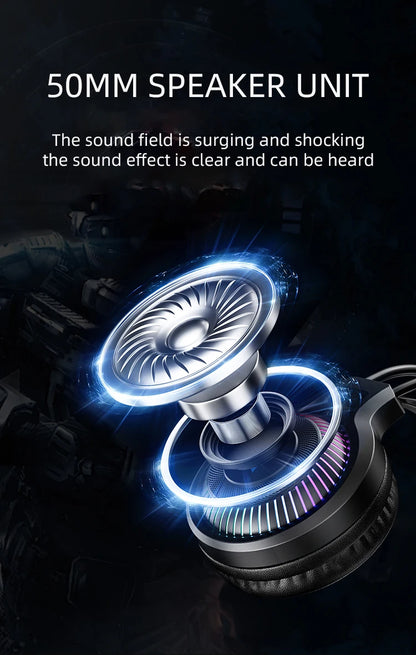 Goldpo G20 Gaming Headphones For PC/PS4/PS5 7.1 Surround RGB Gaming Headset Gamer USB Wired Headphones with Noise Cancelling Mic