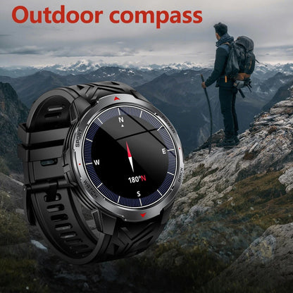 GPS Outdoor Sports Smartwatches 1100mAh Battery Compass Men's LED Lights 5ATM Waterproof Watch Bluetooth Call Smart Watch