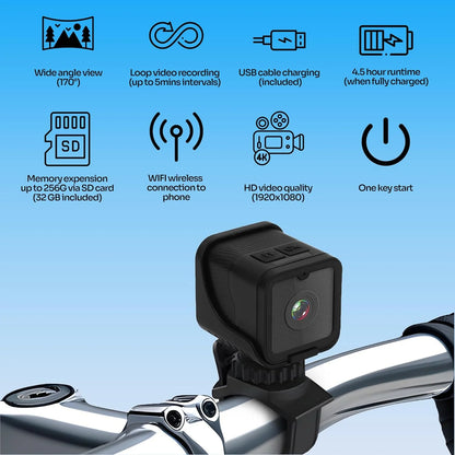 1080P HD Portable Sports Mini Camera with Hotspot WiFi Waterproof Camera, Motorcycle and Bike Camera Anti Shake Outdoor Sports