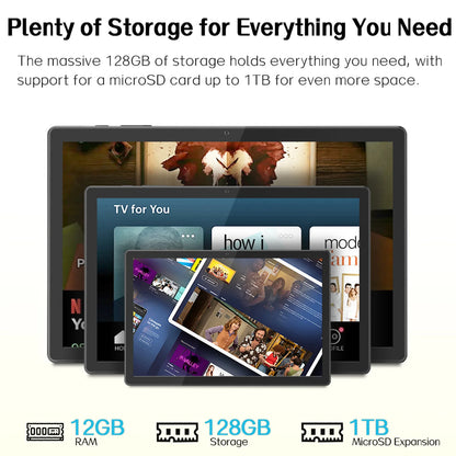Android 15 Tablet with Keyboard, 12GB RAM (6+6), 128GB Storage, 1TB Expandable, 8000mAh Battery, 10.95 Inch 2-in-1 Tablets PC