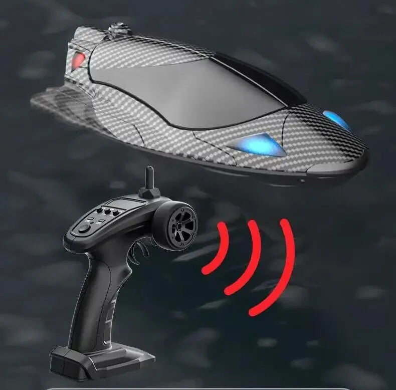 Remote Control Off-Road Boat Model Eddy Current Jet high-Speed Remote Control Speedboat 15-20km/hH156 with Lights Off-Road Speed