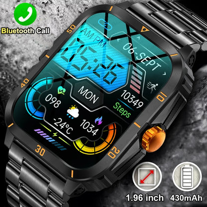 3ATM Waterproof Smartwatch Men 1.96 Inch HD Screen GPS Sports Fitness Tracker Health Monitoring Bluetooth Call Sport Smart Watch