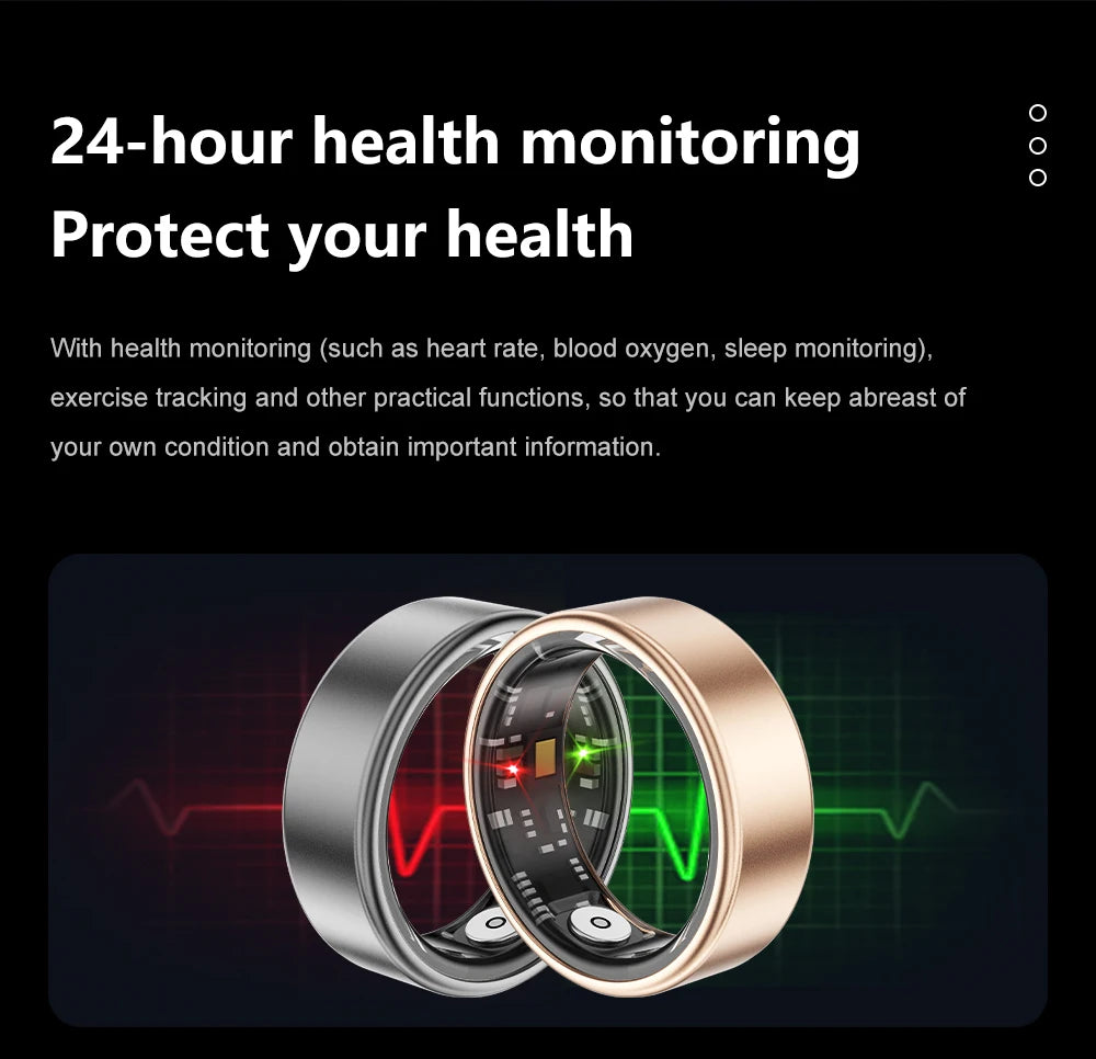 Smart Ring with Long Battery Life Lightweight Design Health Tracking Heart Rate and Blood Oxygen Monitoring Sleep Recording