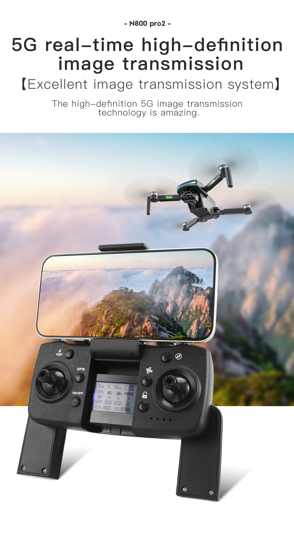New N800 Pro2 GPS Drone Professional 8K HD Camera With Obstacle Avoidance 3-Axis Gimbal Brushless 5G WIFI FPV RC Dron Quadcopter