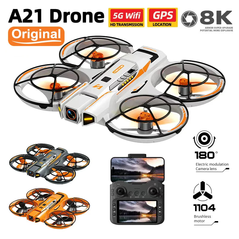 For Xiaomi New A21 Pro Mini Drone 4K Professional 8K HD Camera with Screen RC Dron Brushless Motor Obstacle Avoidance Quadcopter