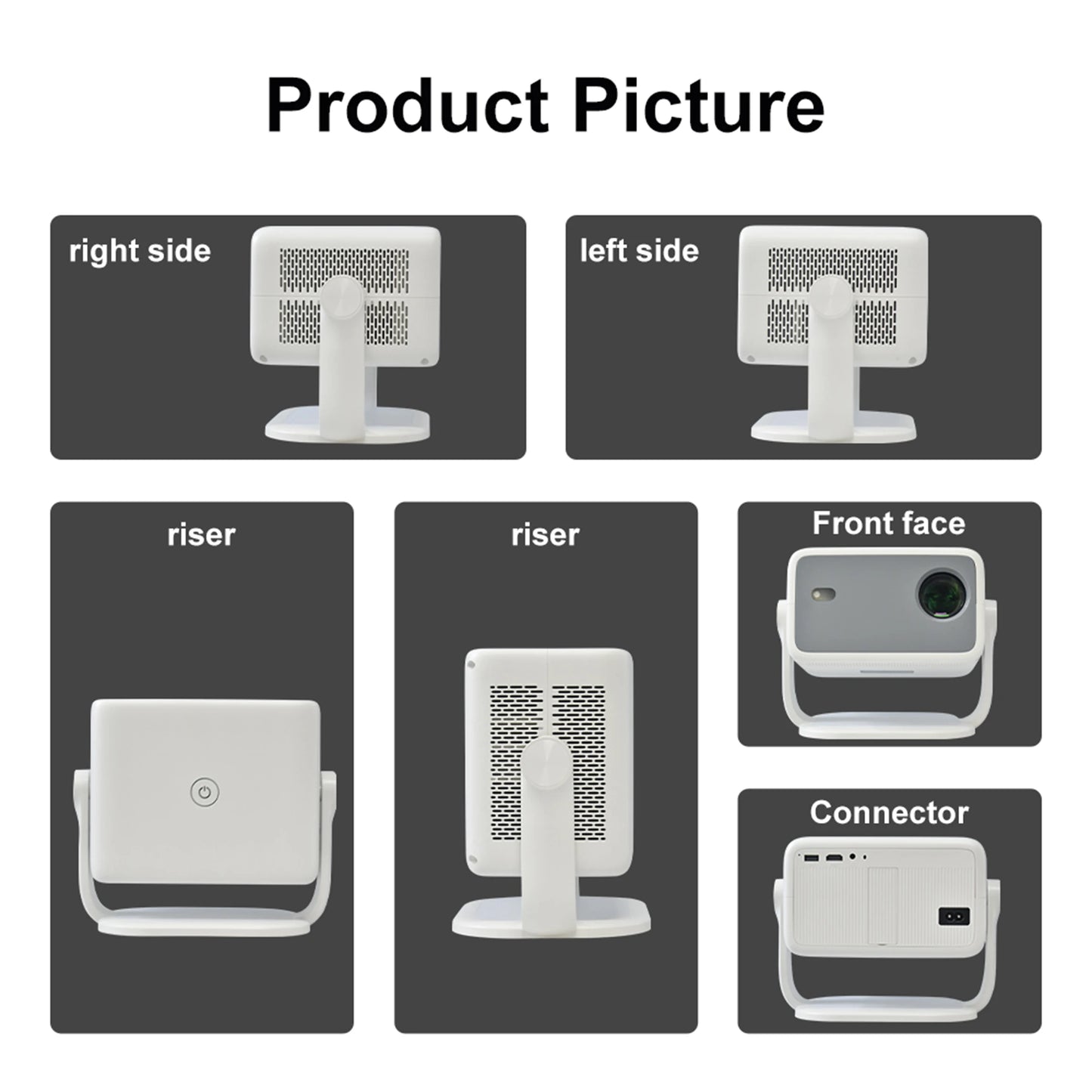 Salange 360° Projector Native 1080P 650ANSI 4K Android 11 With Auto Keystone Focus Air Mouse Wifi6 BT5.2 Portable Movie Outdoor