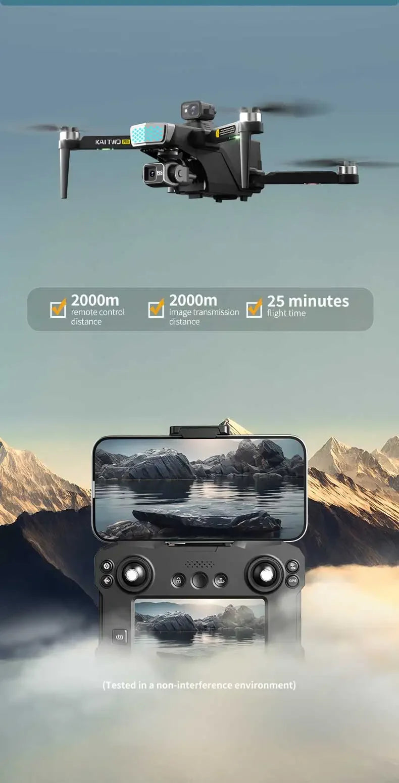 Professional 3-axis PTZ KAITWO PRO Drone 8K 5G with Screen Control 360° Laser Obstacle Avoidance Brushless Quadcopter GPS RC UAV