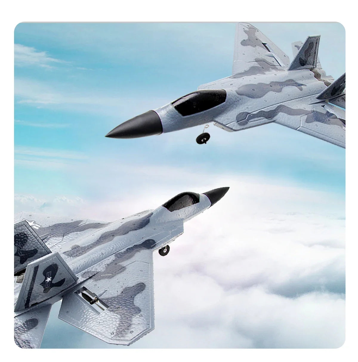 Foam RC Aircraft F22 Fighter Raptor Series FX-822 With Light 2.4Ghz 2CH Foam Drone Ready To Fly Airplane Toy Boy
