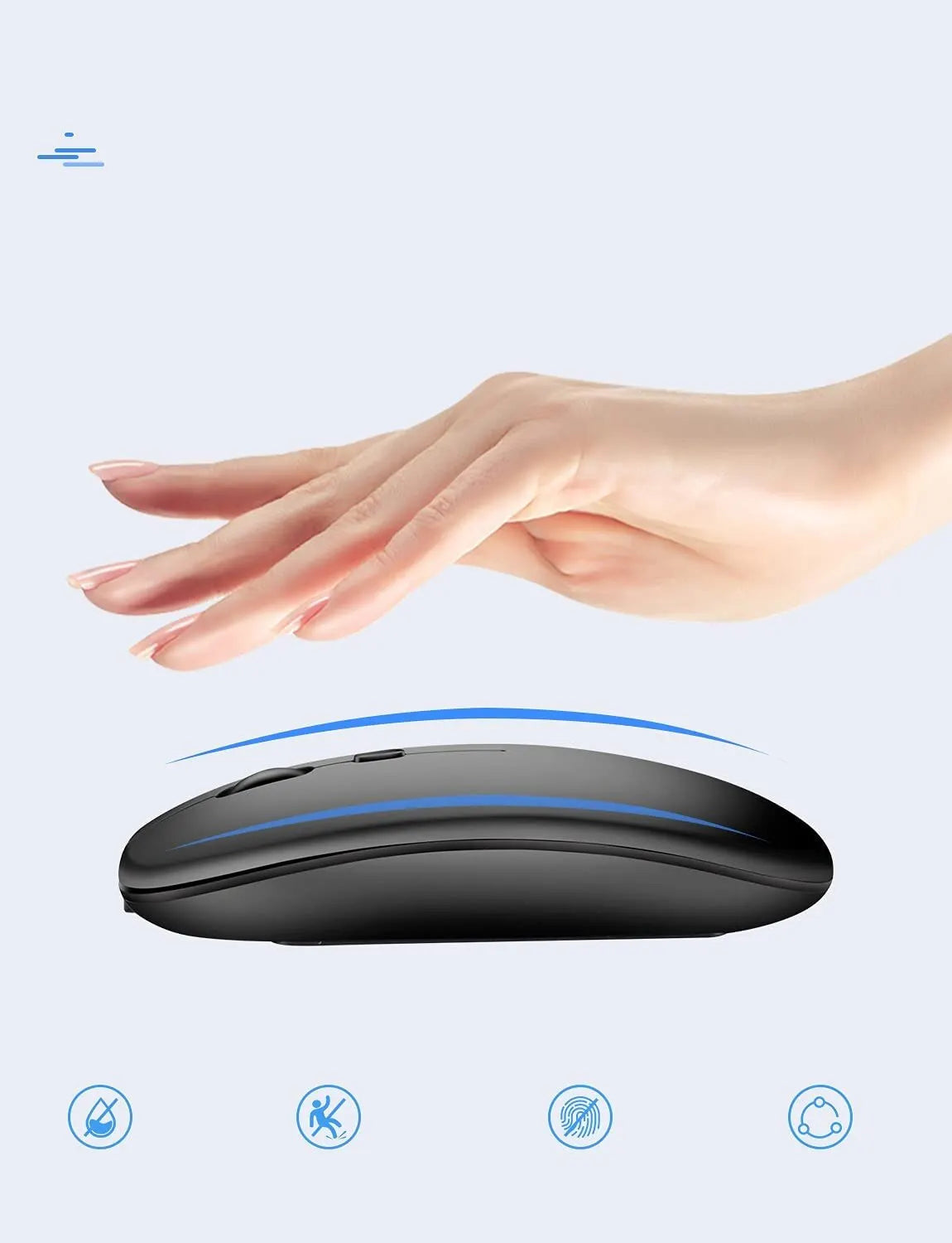 Wireless gaming mouse, quiet and magical, suitable for laptops and tablets, with battery powered and rechargeable versions