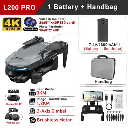 LYZRC L200 PRO MAX Camera Drone 4K Professional 2-Axis PTZ GPS Dron Brushless 360 Obstacle Avoidance 5G WIFI Foldable Quadcopter