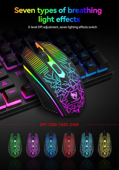 USB Keyboard And Mouse Gaming Headset Combos 4 In 1 English Gaming Wired RGB Keyboard Mouse Set With Mouse Pad and Headphones