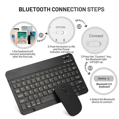 Keyboard For Tablet Android iOS Windows Wireless Keyboard and Mouse Bluetooth-compatible Rainbow Backlit Mouse For iPad Phone