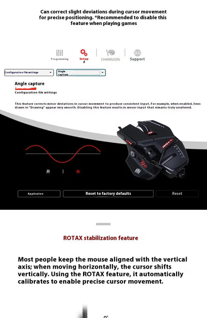 MeiJiaLion RAT6+ Wired Mechanical Gaming Mouse With Weight RGB Computer Esports Mouse Controller Black And White For Gamers