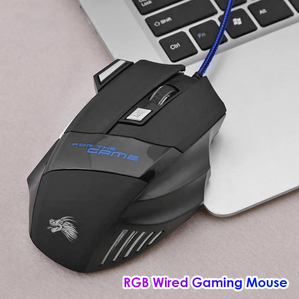 USB Wired Gaming Mouse 7 Button Backlit Ergonomic Mice 5500 DPI Backlight Adjustable Optical Mice for PC Gamer Computer Desktop