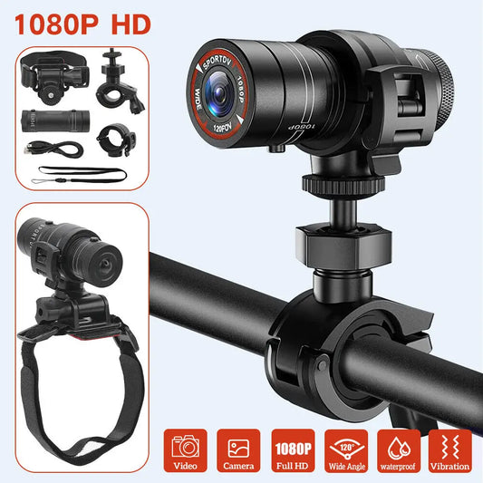 F9 Mini Sport DV Action Sports Camera Flashlight Helmet Full HD1080P Video Ideal for Bike Motorcycle Waterproof Camcorder