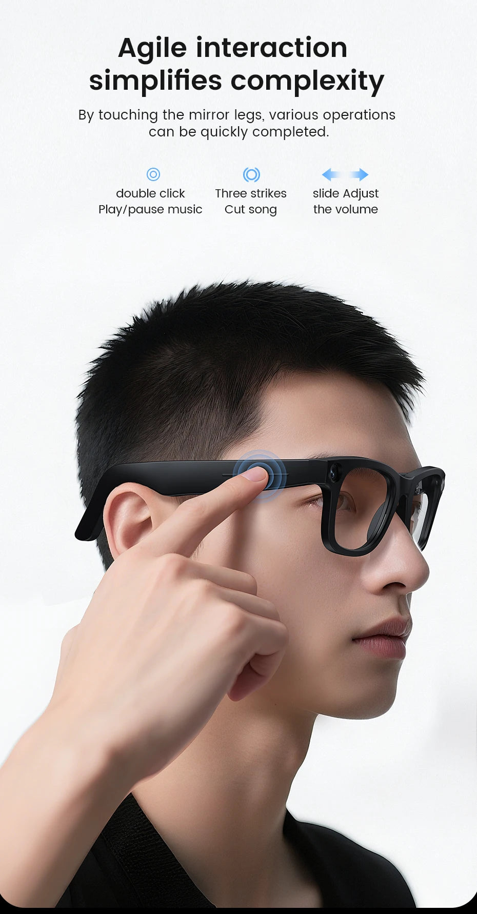 2025 New Smart Glasses 800W HD Camera AI Identification Touch 1080P HD Video Recording Al Voice Wireless Calling Smart Glasses