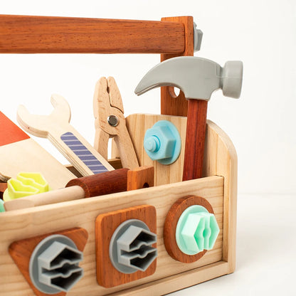 Wooden Tool Toy Set Includes a variety of tools like hammers and wrenches Kids can pretend to be little craftsmen and have a bla