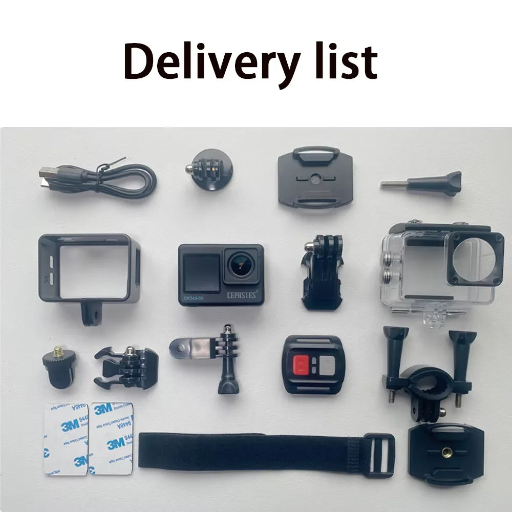 CERASTES Action Camera 5K 4K 60FPS WiFi Anti-shake Dual Screen 170° Wide Angle 30m Waterproof Sport Camera with Remote Control