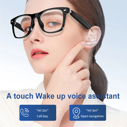 Smart Glasses with Touch Control and Bluetooth Connection Ideal for Listening to Wireless Earbuds and Using Smartwatch Features