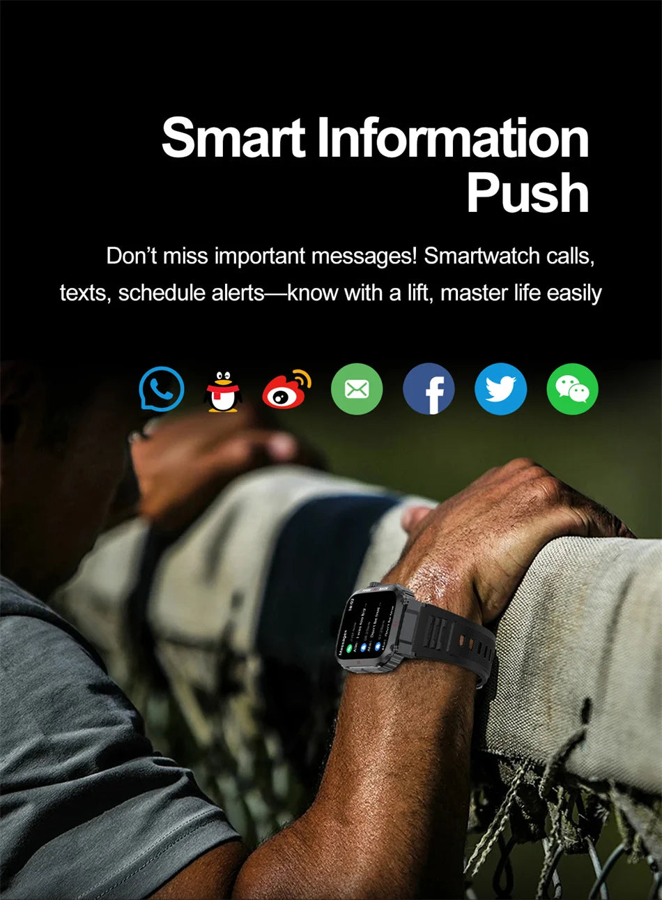 Men's Outdoor Sports Bluetooth Call Smart Watch 1.91 Inch Full Screen Touch Flashlight 110+ Sport Mode Smartwatch 2025 New