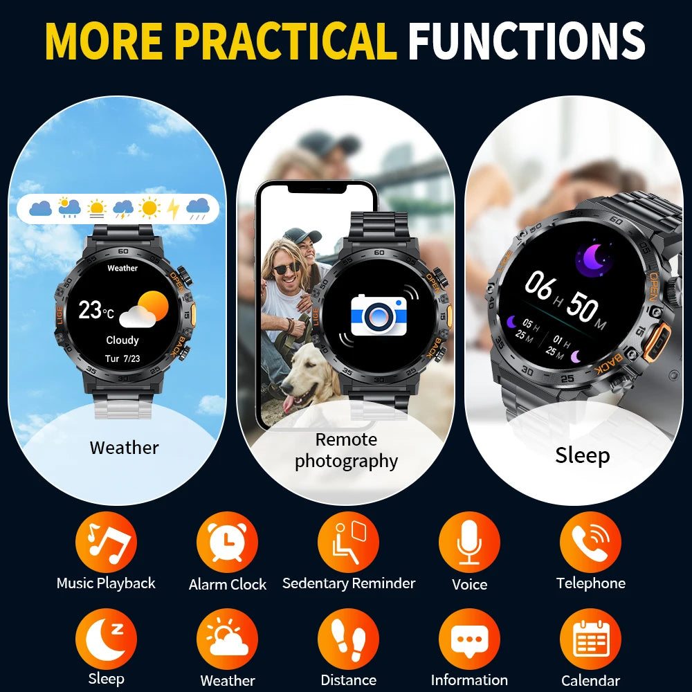 LIGE 2024 Smart Watch Men 360*360 AMOLED HD Screen Waterproof Sport Fitness Watches Flashlight New Men Smartwatch For Andrio IOS