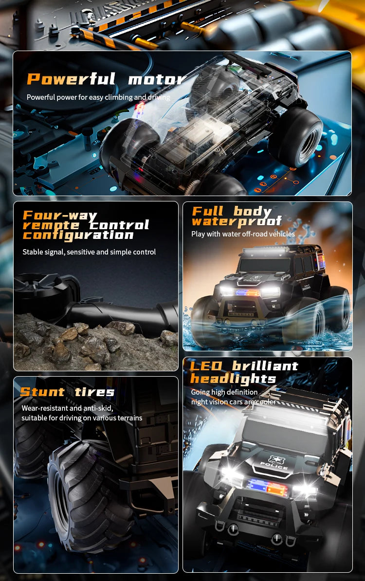 Rc Car Waterproof Amphibious 4Wd Off-Road Vehicle Remote Control Water Land Crawler Stunt Climbing Truck Toys for Boys Children