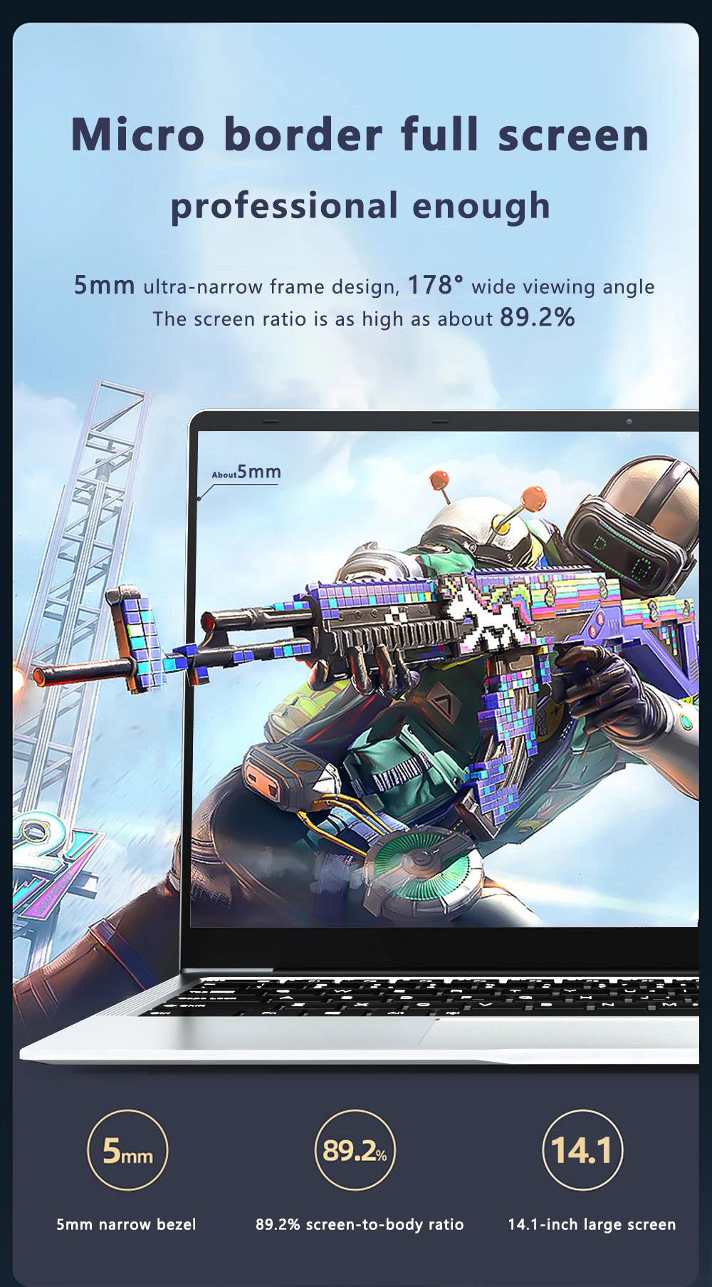 Kid 14.1-inch Intel Celeron N4000 Laptop with 128GB/256GB/512GB/1TB SSD Windows 11 Pro  Dual Core Portable Notebook for Students