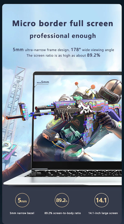 Kid 14.1-inch Intel Celeron N4000 Laptop with 128GB/256GB/512GB/1TB SSD Windows 11 Pro  Dual Core Portable Notebook for Students