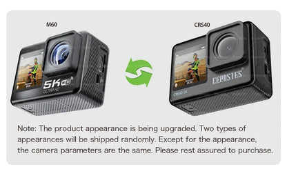 CERASTES Action Camera 5K 4K 60FPS WiFi Anti-shake Dual Screen 170° Wide Angle 30m Waterproof Sport Camera with Remote Control
