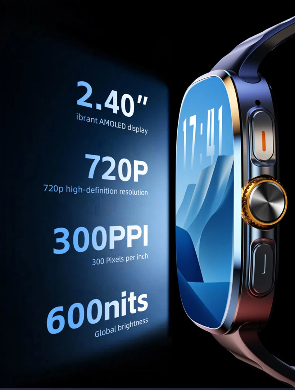 5G/4G Full Network Smart Watch 2.40 inch Big Screen HD Video Call 8GB+128GB RAM 2100mAh Google Play WIFI GPS Sim Card Smartwatch