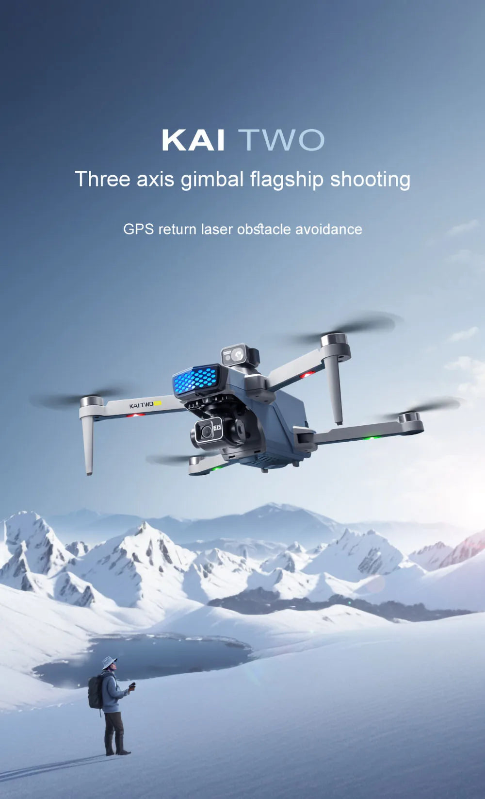 KAI TWO PRO GPS 8K Professional Dron 3-Axis Self Stabilization HD Camera 360 Obstacle Avoidance Brushless RC Quadcopter VS SG107