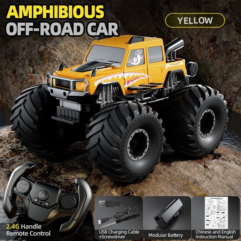 KBDFA Q215 Amphibious RC Car 2.4G 4WD Remote Control Truck Climbing Off Road Waterproof Armored Vehicles Kid Toys Gift