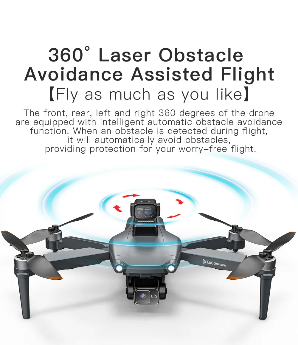 L600 PRO MAX GPS Drone Professional 4K 3-Axis PTZ HD Dual Camera Obstacle Avoidance Brushless Motor 5G WIFI RC Quadcopter Toys