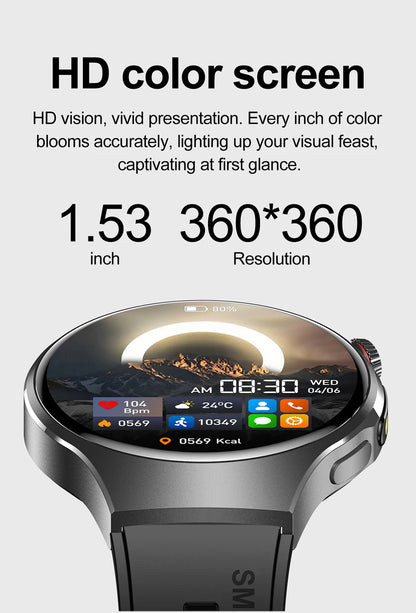 LED Outdoor Smart Watch Men 100+Sports Mode 1.53 360*360 HD AMOLED Screen LED Flashlight IP67 Waterproof Voice Call Smartwatch