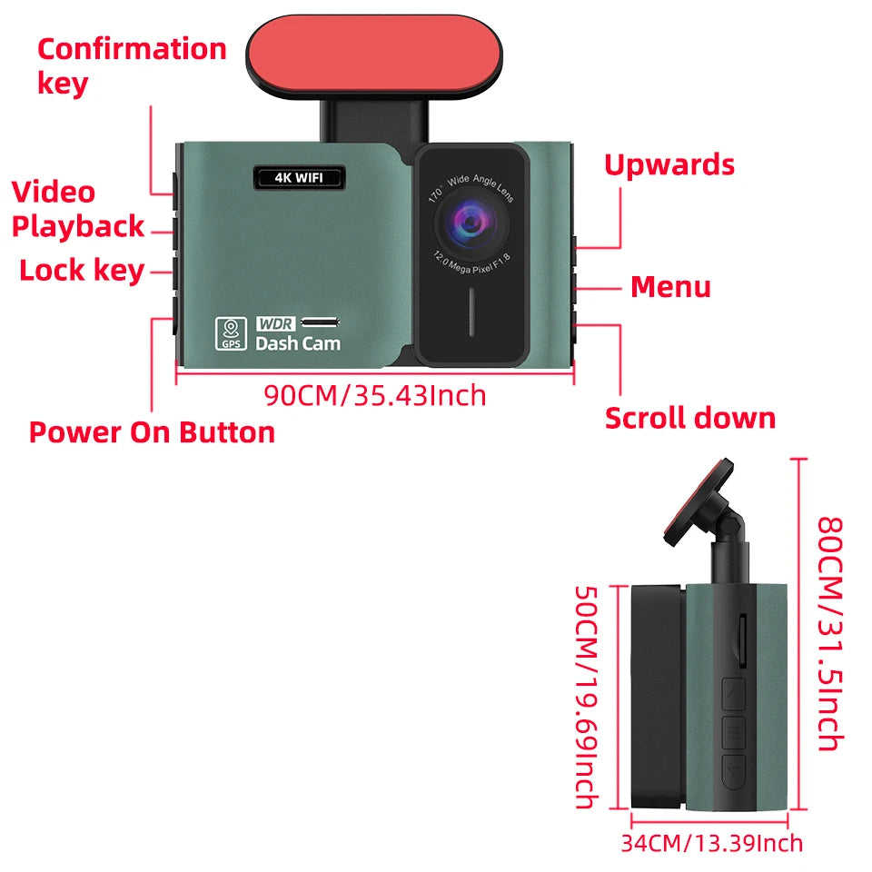 Dash Cam 4K Ultra High Definition Support Speed Real Display Loop Recording Optional 2.5K Rear Camera Driving Recorder