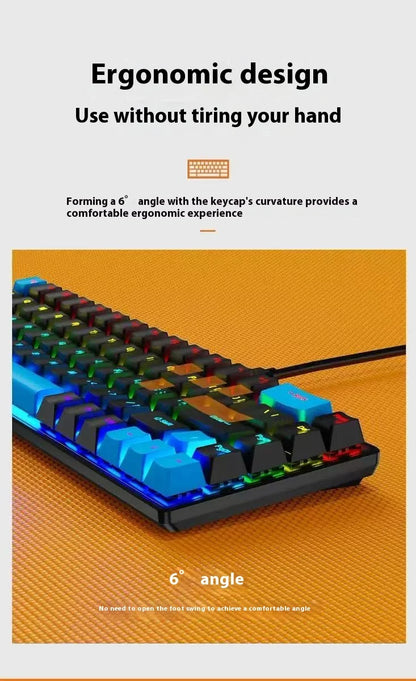 2025 new 68-key game mechanical keyboard mini 65% compact RGB backlit ergonomic wired film keyboard, suitable for laptop desktop