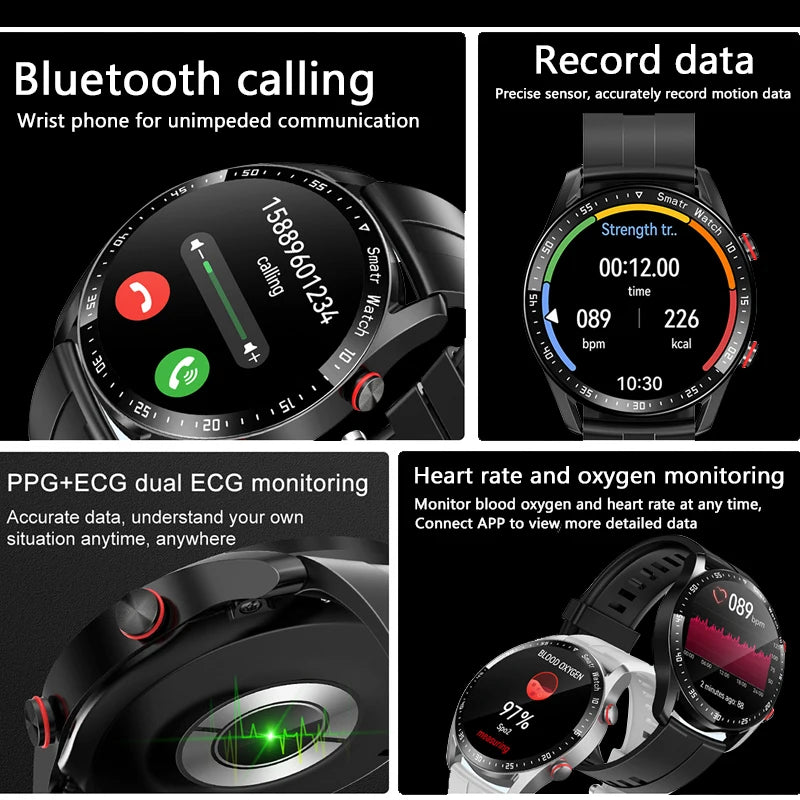 ECG+PPG Smartwatch Men Health Monitoring Exercise Fitness Tracker Bluetooth Call Music Player Waterproof Smart Watch Men 2024New