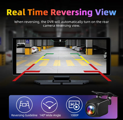 4K Dash Cam 10.26 inch Carplay & Android Auto Car DVR Video Recorder Dahscam Camera 5G Wifi GPS Navigation FM AUX 360 ° Rotation