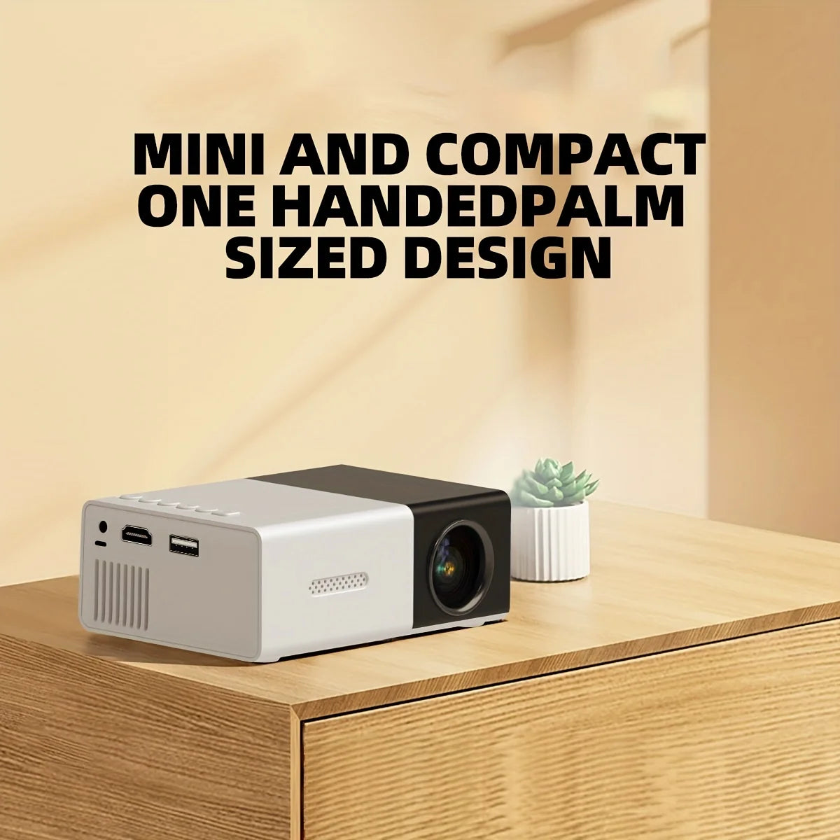 1Pc Bright 3000+ Lumen HD Mini Projector – Portable, 3D-Ready, Multi-Device Compatible, with Remote