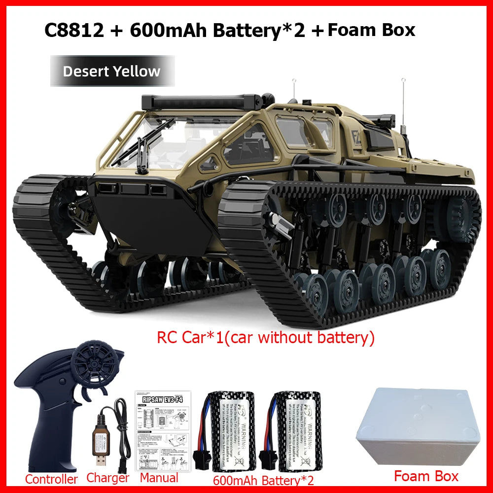 JJRC C8812 / C8812 MAX RC Car Full Scale Tracked Tank Simulation 2.4G Remote Control Car Drift LED Light Off-Road RC Toy As Gift