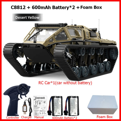 JJRC C8812 / C8812 MAX RC Car Full Scale Tracked Tank Simulation 2.4G Remote Control Car Drift LED Light Off-Road RC Toy As Gift