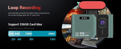 Dash Cam 4K Ultra High Definition Support Speed Real Display Loop Recording Optional 2.5K Rear Camera Driving Recorder