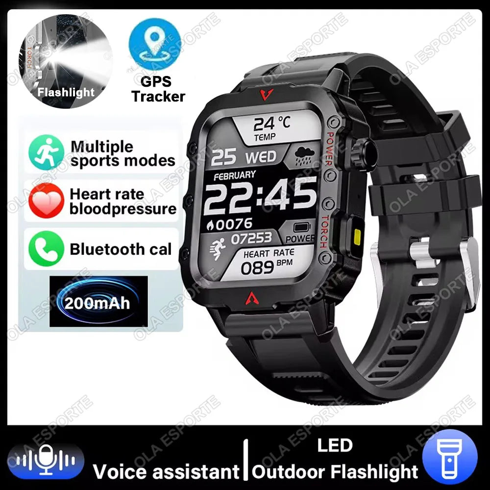 2025 New Military Smart Watch Men Outdoor 2.01" Al Voice Bluetooth Call Smartwatch Surprise Gift Outdoors For Android & IOS Male