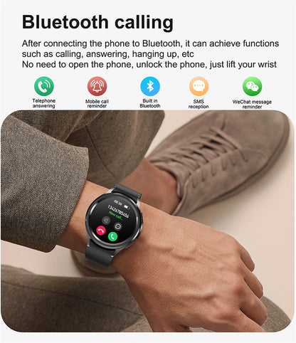 1.43 Inch 360 * 360 AMOLED HD Screen Smartwatch Women Voice Assistant Waterproof Bluetooth Call Smart watch Men For Android IOS