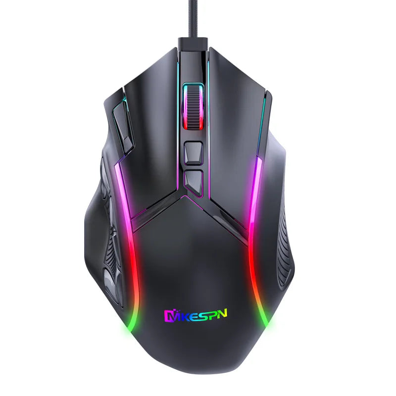Macro Definition Wired Rgb Gaming Mouse  Full Speed 12800dpi 12 Keys Computer Accessories