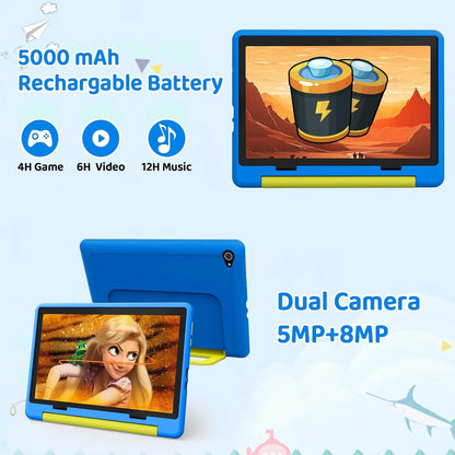 URAO 10 Inch Cartoon Pattern Kids Tablet Android Octa-Core 8GB RAM 64GB ROM Learning Education Games Tablets Children's Gifts