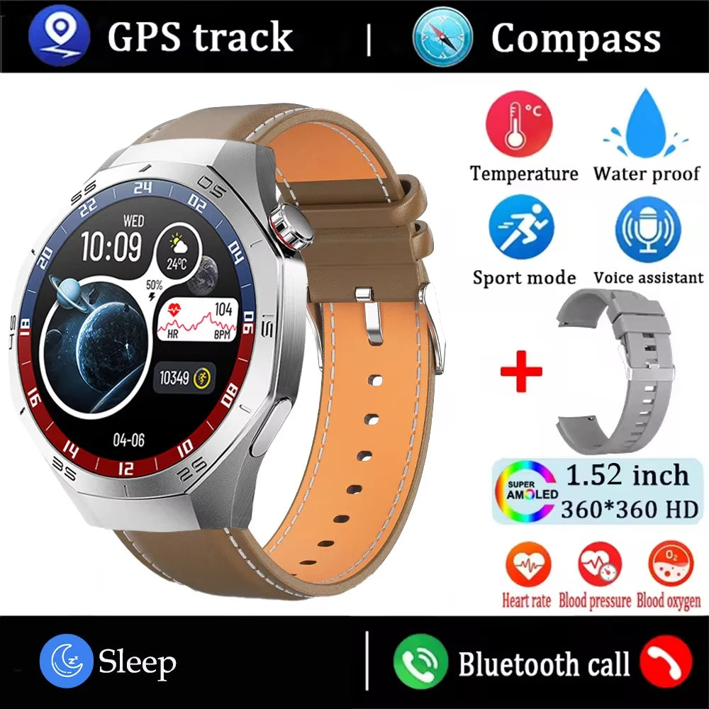 New GT5 Pro Sport Smart Watch Men HD AMOLED Screen GPS Motion Trajectory Heart Rate Bluetooth Call 1.52" NFC SmartWatch IP68+box